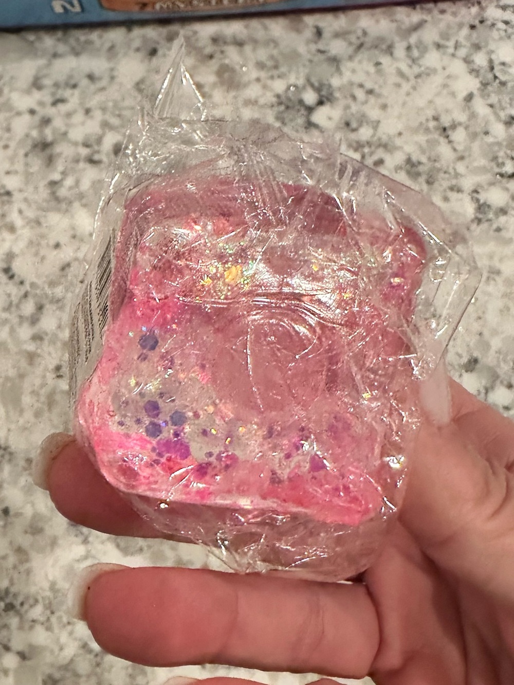 Pink Glitter Squishy Cube Toy - Picture 4 of 5